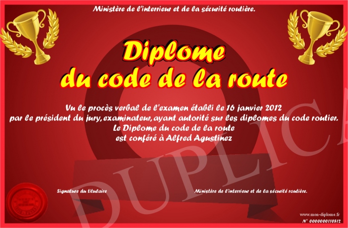 diplome code de la route